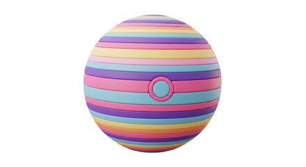 Isolated Striped Sphere 3D Cute Colorful