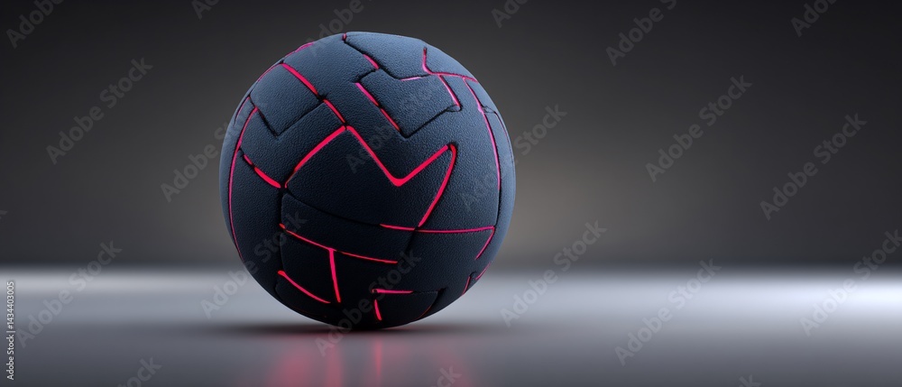 Poster tech orb dark sphere with red glowing lines on gray background