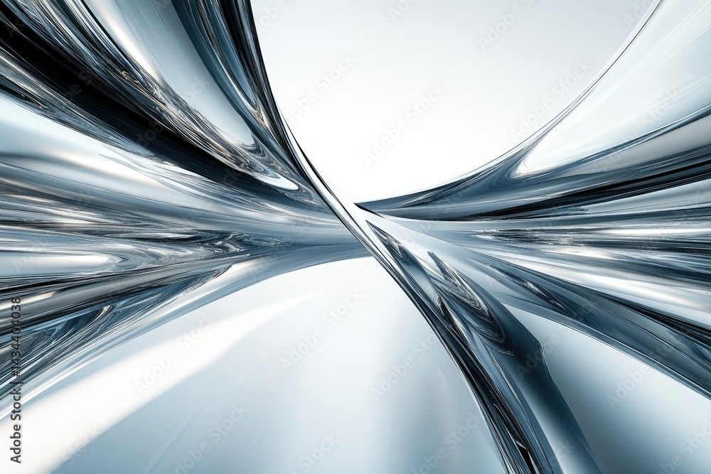 Poster Abstract metallic curves create a dynamic, futuristic, and flowing visual effect.