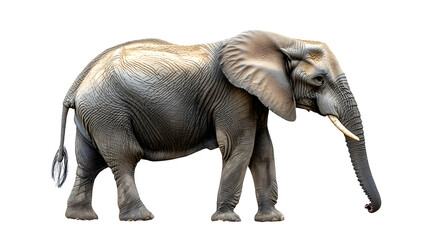 Obraz premium Majestic elephant standing in profile, isolated on white background