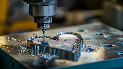 Mechanical arm assembling high precision CNC milling machines in an engineering workshop, clean and efficient workstations with CNC milling parts visible, CNC milling machine assembly style
