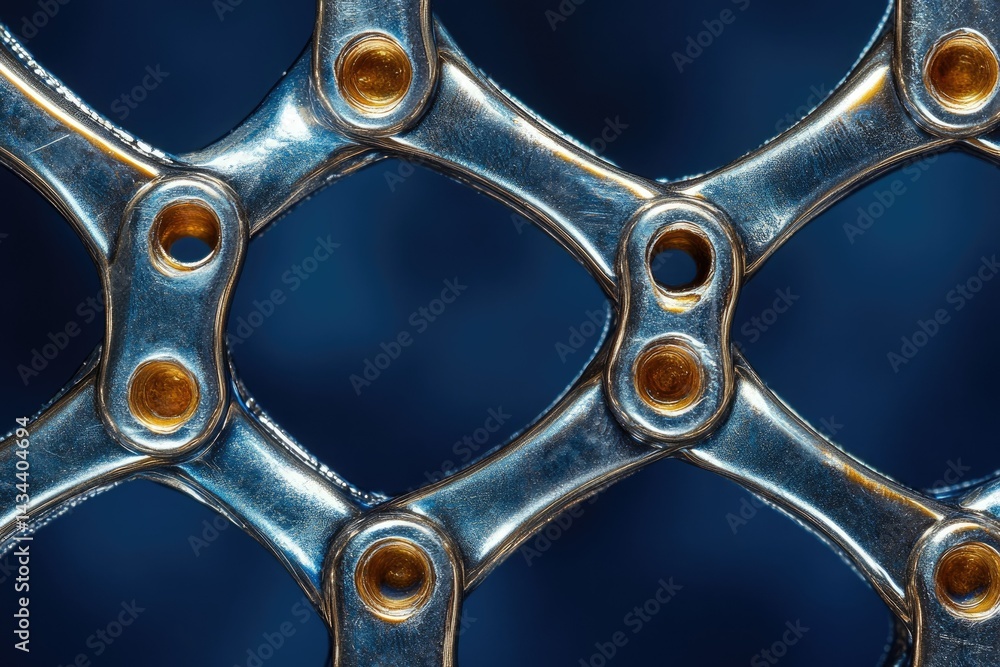 Poster Close-up of metallic chain links, showcasing intricate design and polished texture.