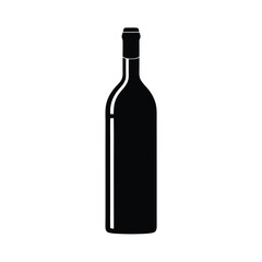 Wine Bottle Silhouette Minimalist Black and White Icon