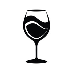 Wine Glass Silhouette Minimalist Black and White Graphic