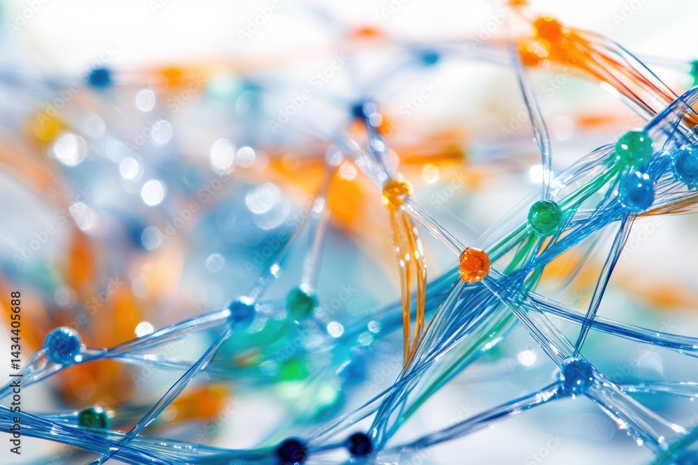 Poster Abstract image of interconnected nodes, representing networks, connections, or data flow.