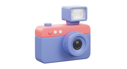 Isolated Pastel Toy Camera with Flash