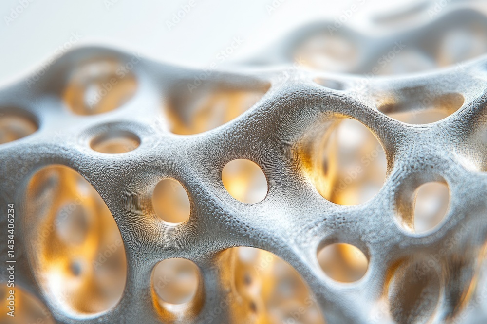 Poster Close-up of a porous, textured surface resembling a bone structure or a complex network.