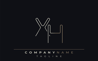 XH Abstract Line Style Logo. Minimalist Design Featuring the Letters X and H Abstract Line Style