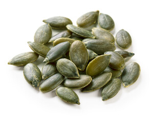 Pumpkin seeds isolated on a white background.