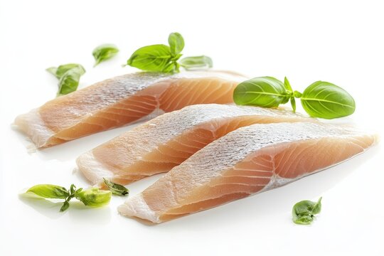 Newly cleaned Dutch herring on white background
