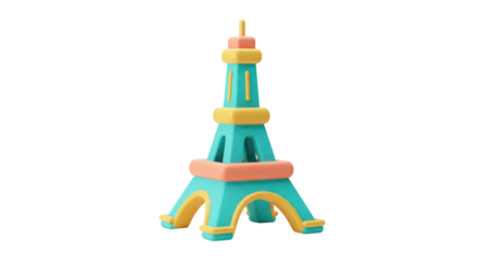 Isolated Cartoon Eiffel Tower Model Representing Paris France