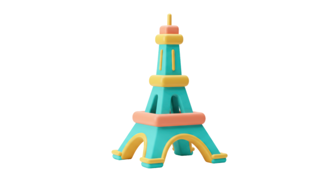 Isolated Cartoon Eiffel Tower Model Representing Paris France