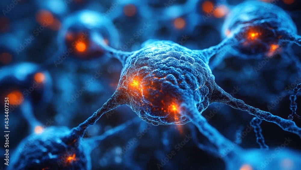 Poster detailed microscopic view of complex neural network connections.