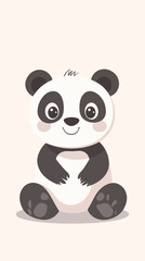 Cute Panda Coloring Book Illustration for Kids in Minimalist Vector Style