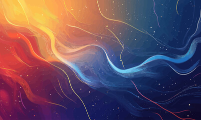 Fototapeta premium Colorful Flowing Energy Lines in Sunlit Outer Space, Futuristic 3D Vector Art