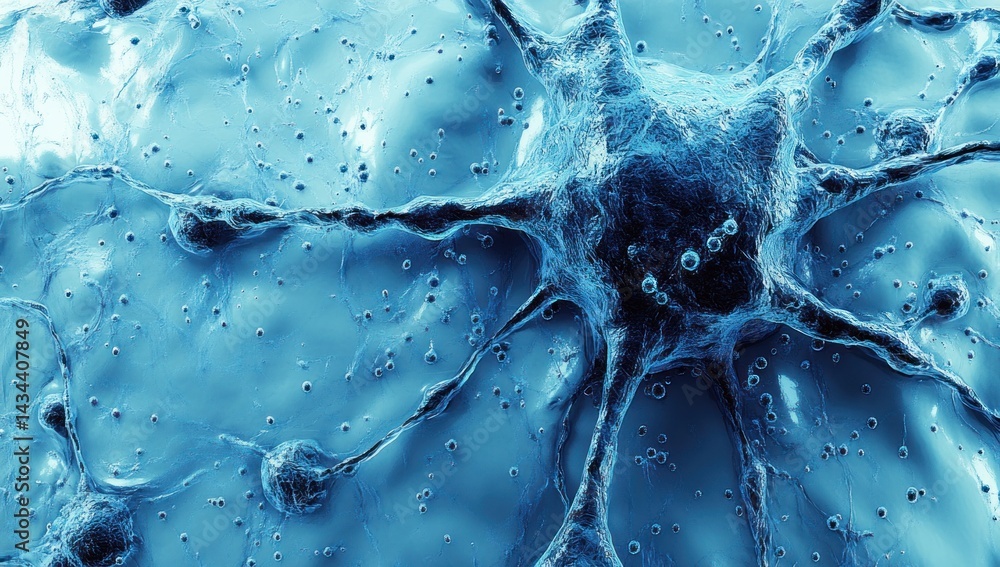 Poster detailed close-up view of a complex neuronal network.
