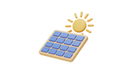 Isolated Solar Panel with Sun Symbolizing Renewable Energy
