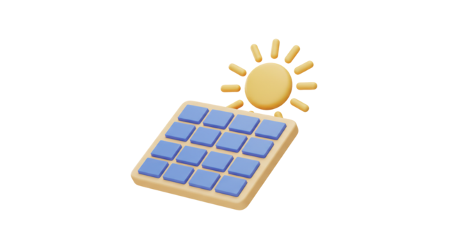 Isolated Solar Panel with Sun Symbolizing Renewable Energy