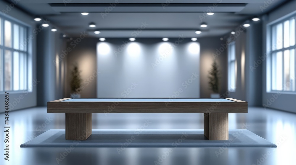 Poster modern empty showcase table in a gallery