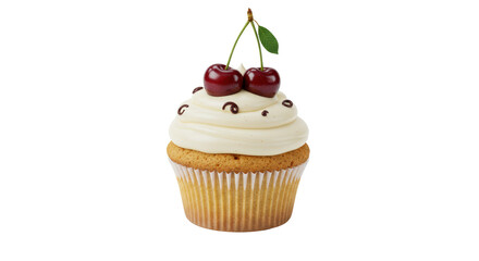 Isolated Cherry Topped Cupcake with Sprinkles Representing Celebration