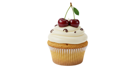 Isolated Cherry Topped Cupcake with Sprinkles Representing Celebration