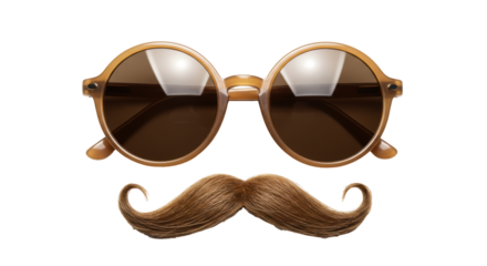 Isolated Retro Sunglasses and Moustache Symbolizing Vintage Style