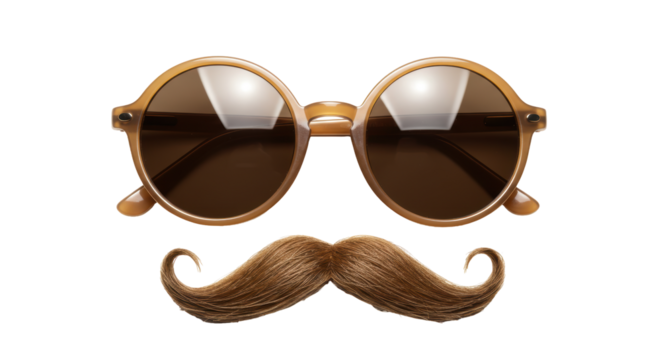Isolated Retro Sunglasses and Moustache Symbolizing Vintage Style - Powered by Adobe