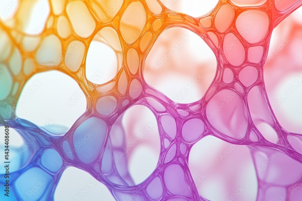 Poster Abstract colorful network of interconnected nodes resembling a vibrant, organic structure.