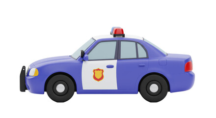 Fototapeta premium Isolated Cartoon Police Car Symbolizing Law Enforcement