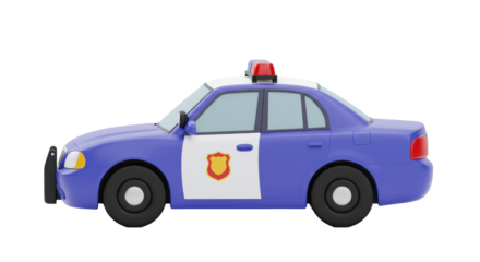 Isolated Cartoon Police Car Symbolizing Law Enforcement