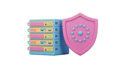 Isolated Server Stack with Shield Symbolizing Data Security