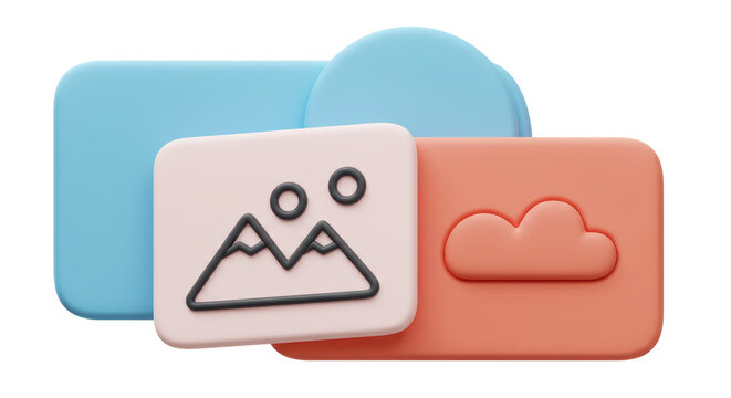 Isolated Digital Cloud Storage Icons Representing File Sharing