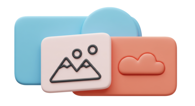 Isolated Digital Cloud Storage Icons Representing File Sharing