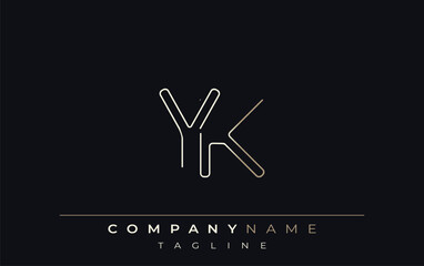 YK Abstract Line Style Logo. Minimalist Design Featuring the Letters Y and K Abstract Line Style
