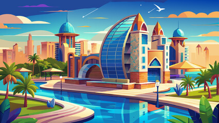 Very beautiful Amazing architecture of tropical resort in Dubai, UAE