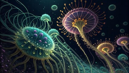 blue jellyfish on black background