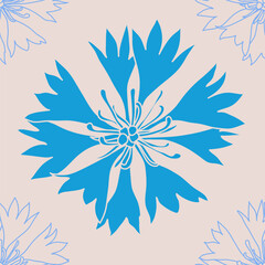 seamless pattern with blue cornflowers flowers, Floral graphic design