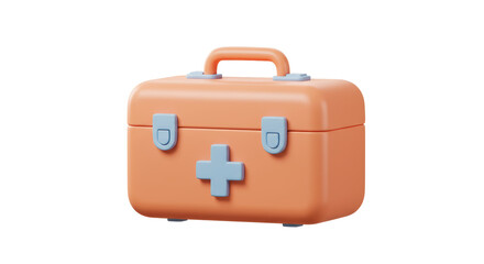 Isolated Orange First Aid Kit with Blue Cross Medical Emergency