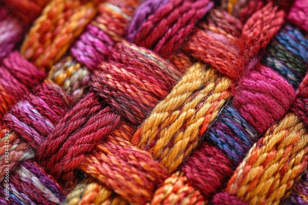 Leinwandbilder close-up of vibrant, interwoven threads creating a rich tapestry of color and texture.