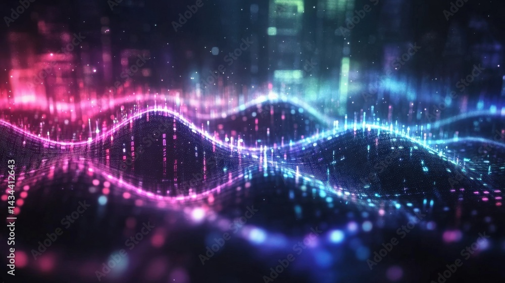 Poster abstract digital wave data visualization