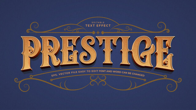 Prestige vintage editable text effect 3d victorian style