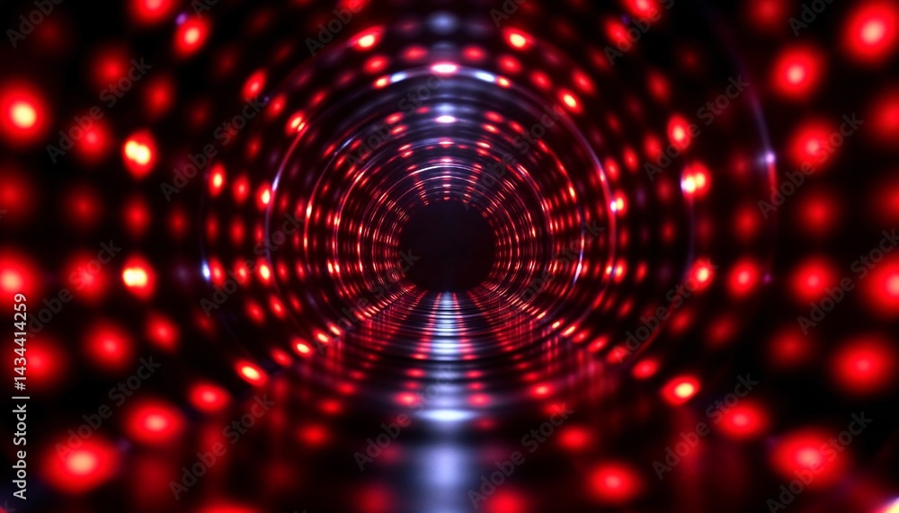 Poster red led tunnel: an immersive journey through a hypnotic tunnel of vibrant red led lights, creating a