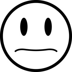 Hollow emoticon face with a disappointed expression and large round eyes outlined with a thin line.
