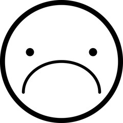 Hollow face with a grumpy and slightly annoyed expression, outlined in a thin line.