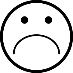 Simple outlined face with a sad and grumpy expression.