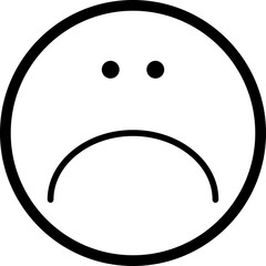 Hollow cartoon face with a half-smile and grumpy look.