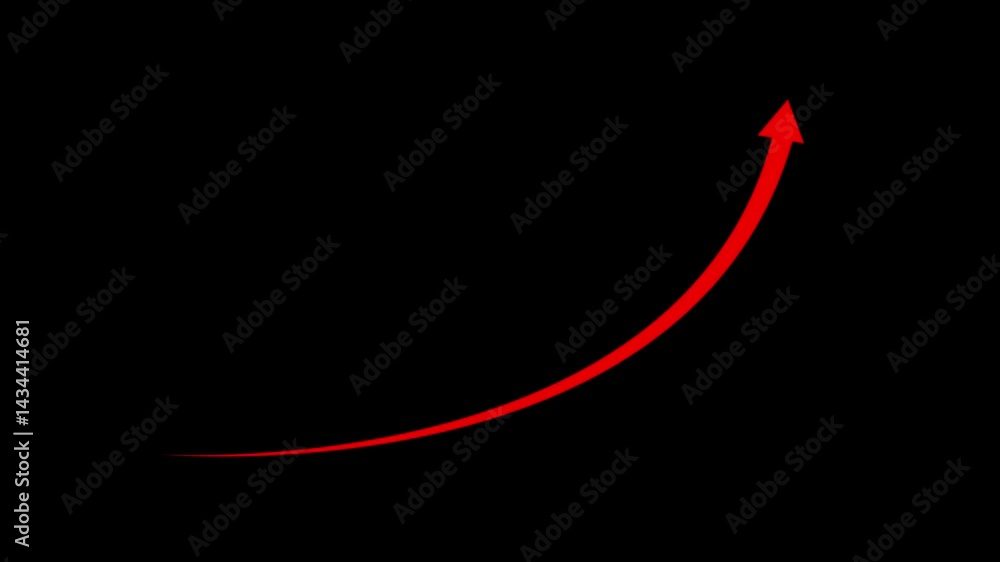 Poster dynamic rising arrow representing growth and financial success. ascending graph line on a dark backg