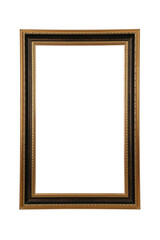 Vintage Ornate Gold Picture Frame Isolated on White Background Old royal gold frame white or PNG not background, Vintage photo frame idea, antique, vector design pattern, vintage golden rectangle.