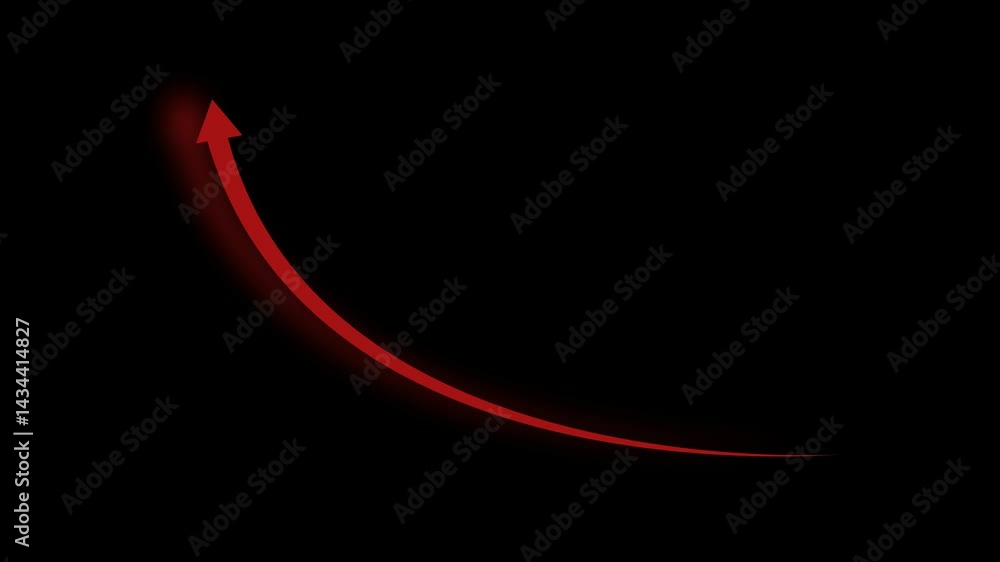 Poster dynamic rising arrow representing growth and financial success. ascending graph line on a dark backg