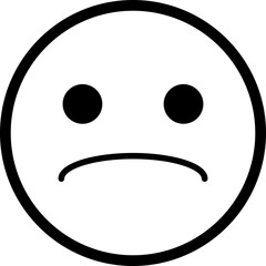 Minimalist outlined face with a sad expression.